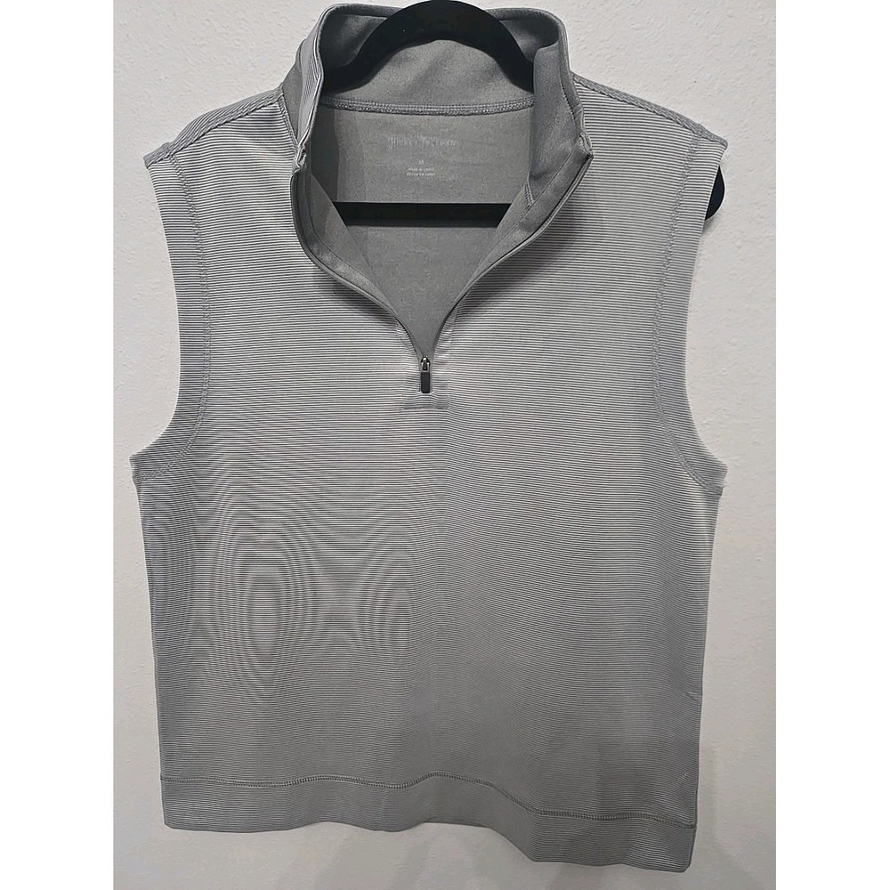 Hickey Freeman 1/4 zip vest Men's‎ Size Medium Gray Striped Golf Top